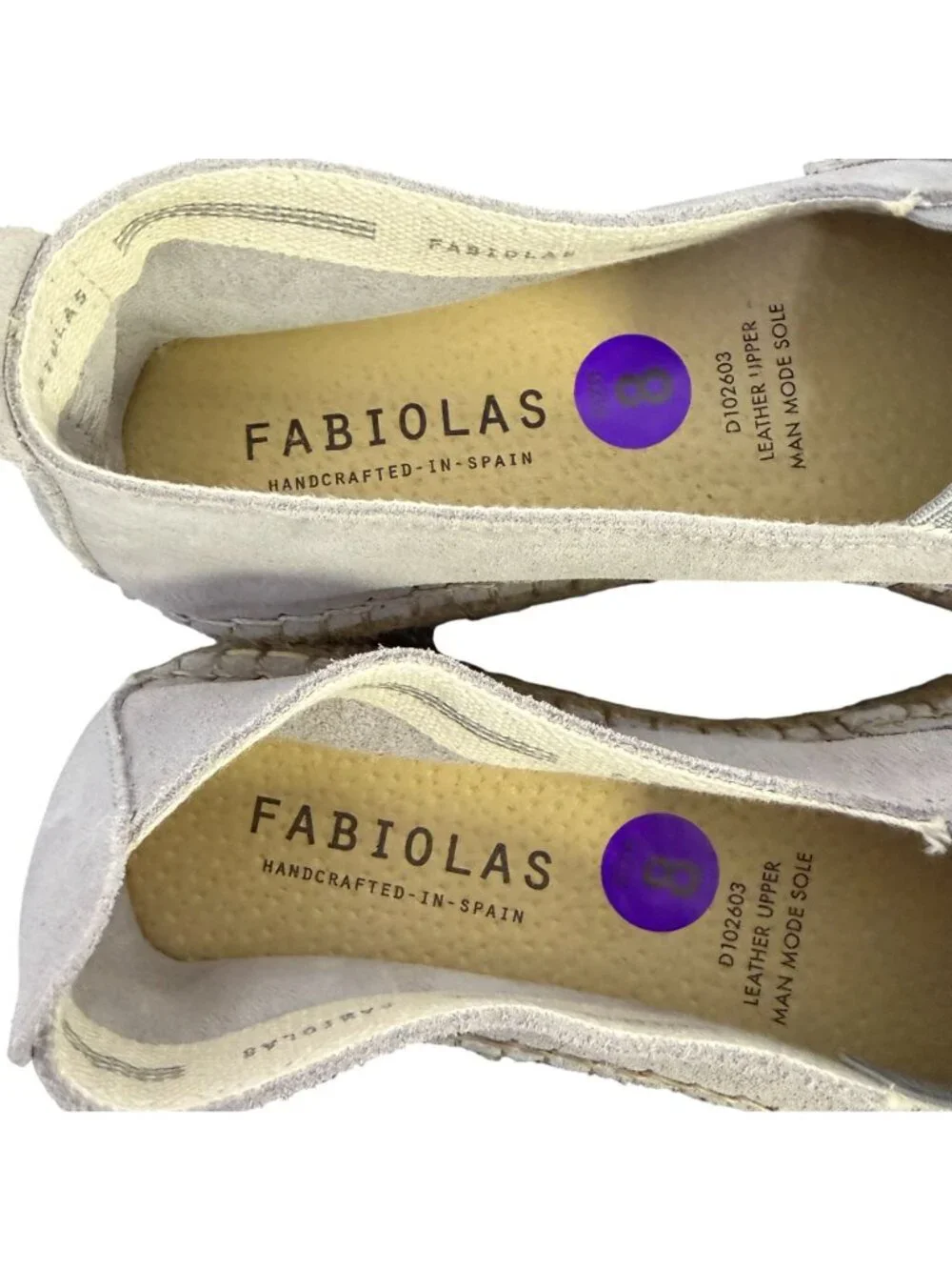 Fabiolas Light Gray Suede Espadrilles Slip-On Size 8